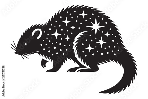 Mystical beaver silhouette animal with stars vector illustration design