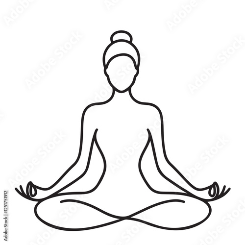 Woman doing yoga silhouette in lotus position vector graphic