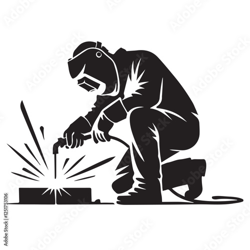 Welder Silhouette Vector Illustration Skilled Worker Profession