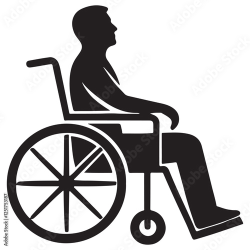 Silhouette man in wheelchair vector illustration disability accessibility icon