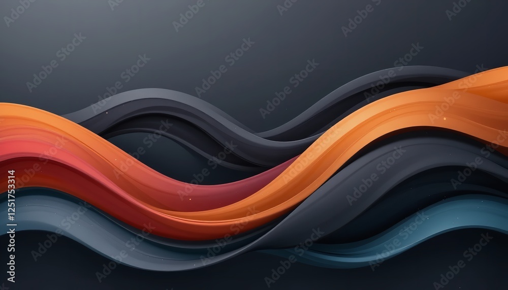 Abstract Dark Orange Teal Waves Flowing Design Background Modern Elegant Swirling Smooth Curves Graphic Texture Digital Art Illustration Wallpaper    