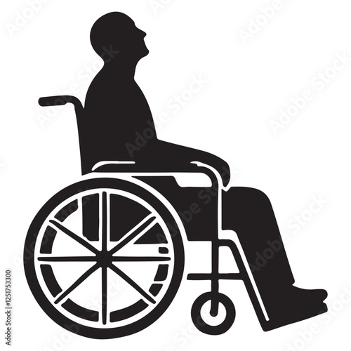 Man in Wheelchair Silhouette Graphic Representation Accessibility Awareness