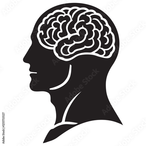 Human Brain Silhouette Vector Illustration Mind Thinking Intelligence