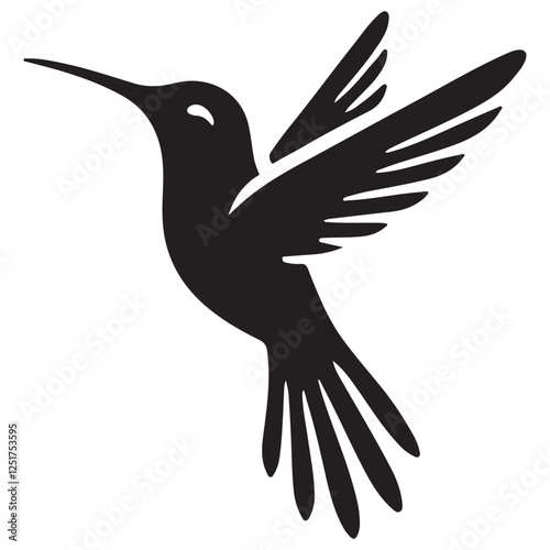 Hummingbird Silhouette Vector Illustration Bird Design Elegant Flying Art