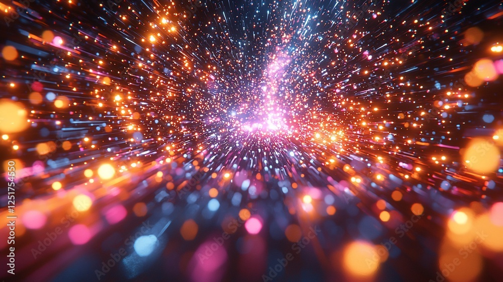 Naklejka premium Abstract glowing particles tunnel background