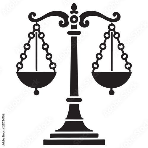 Scales of Justice Silhouette Vector Art Symbolizing Law and Judgement