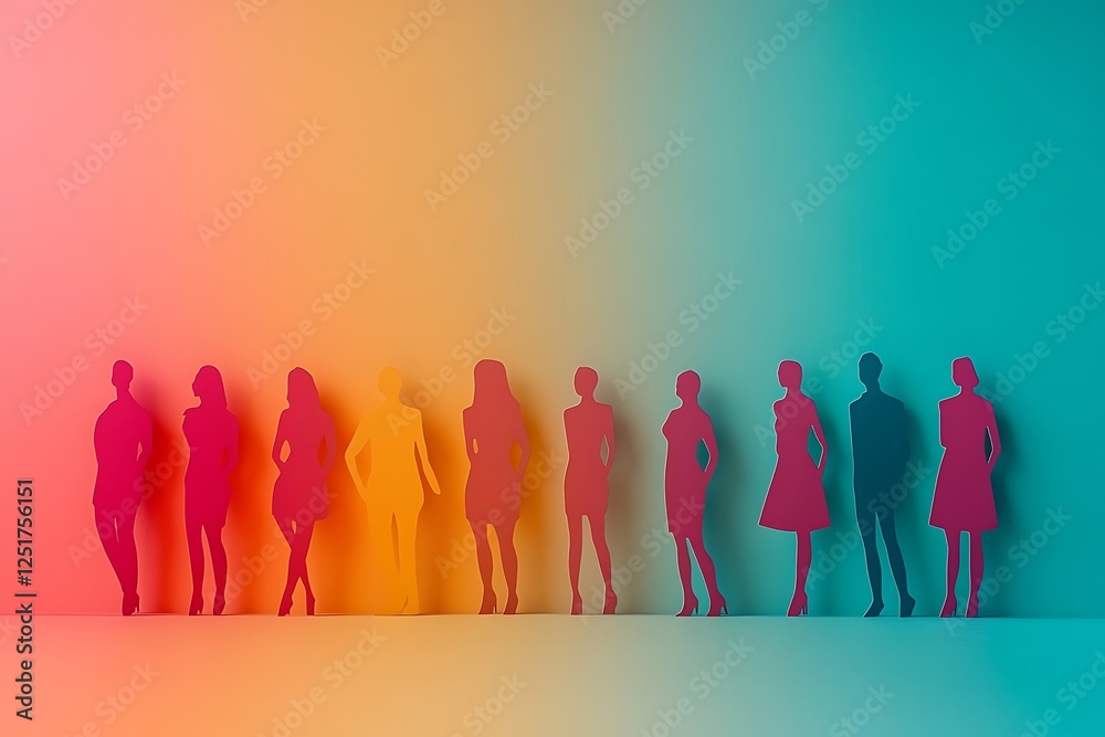 Obraz premium Positive Teamwork Group of Stylish Paper People