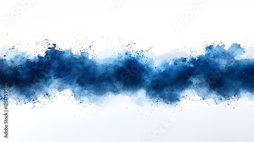 Mystical Dark Blue Watercolor Stain on a Pristine White Background photo