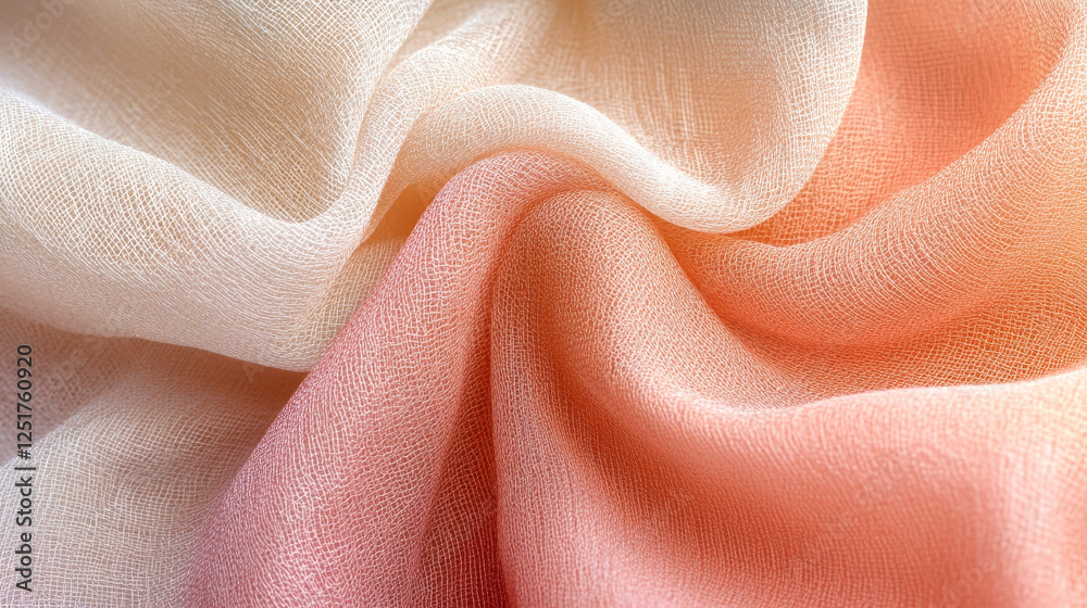 Flowing Gradient Fabric Gentle Peach and Cream Drapery Flowing Gradient Fabric Gentle Peach and Cream Drapery