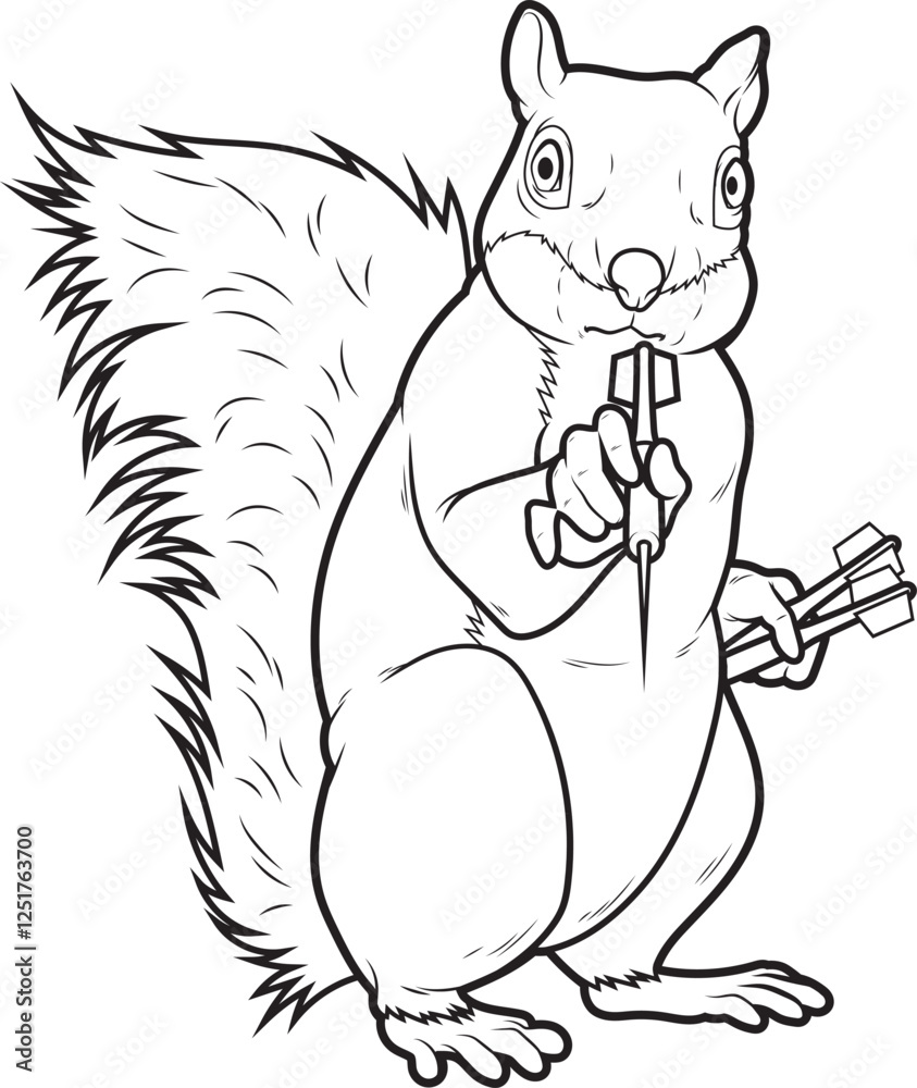 Obraz premium Squirrel Darts Dart Animal Vector Graphic Art Illustration