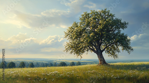 An elm tree stands tall in a grassy landscape.