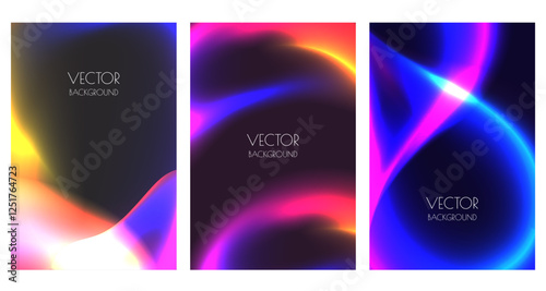 Wallpaper Mural Glowing neon liquid background set. Vector abstract gradient illustration. Banner, poster, brochure, flyer design Torontodigital.ca