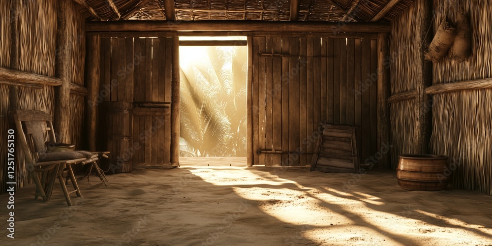 Fototapeta premium Timeless Retreat: A Cinematic Journey into Village Life