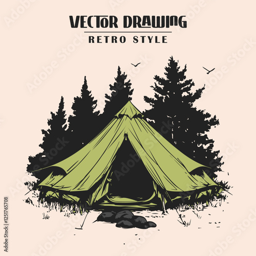 Retro Camping tent Vector Stock Illustration