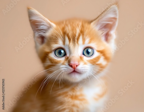 Adorable Orange Kitten with Big Green Eyes