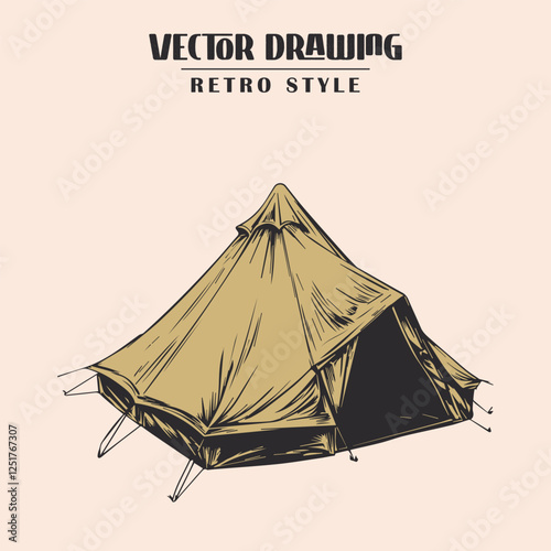 Retro Camping tent Vector Stock Illustration