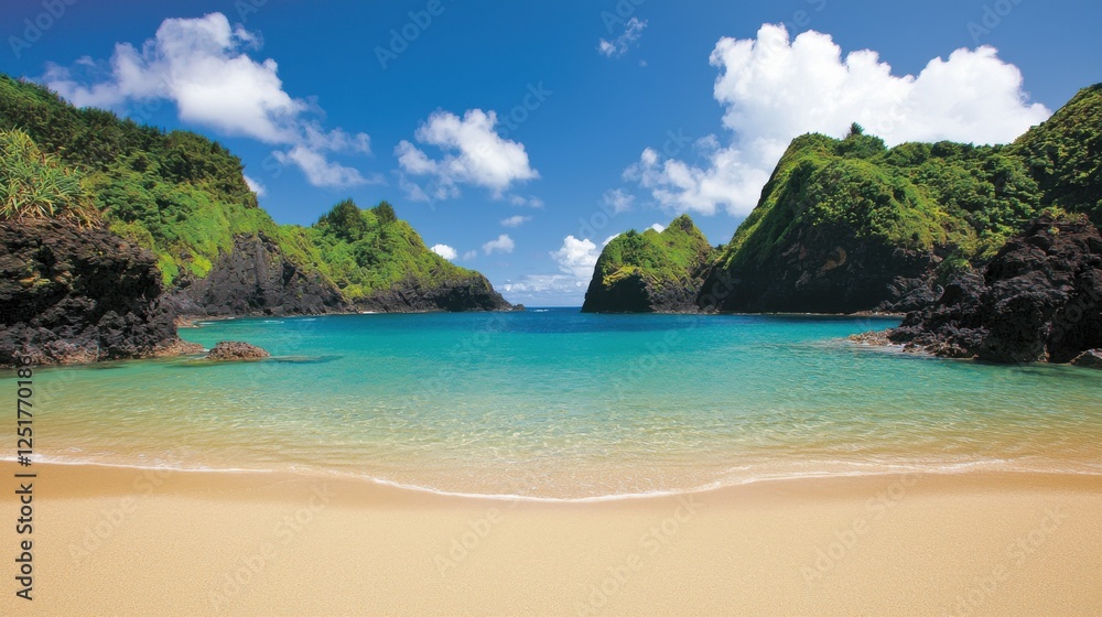 Fototapeta premium Tropical beach paradise maui hawaii landscape photography serene environment panoramic view vacation concept