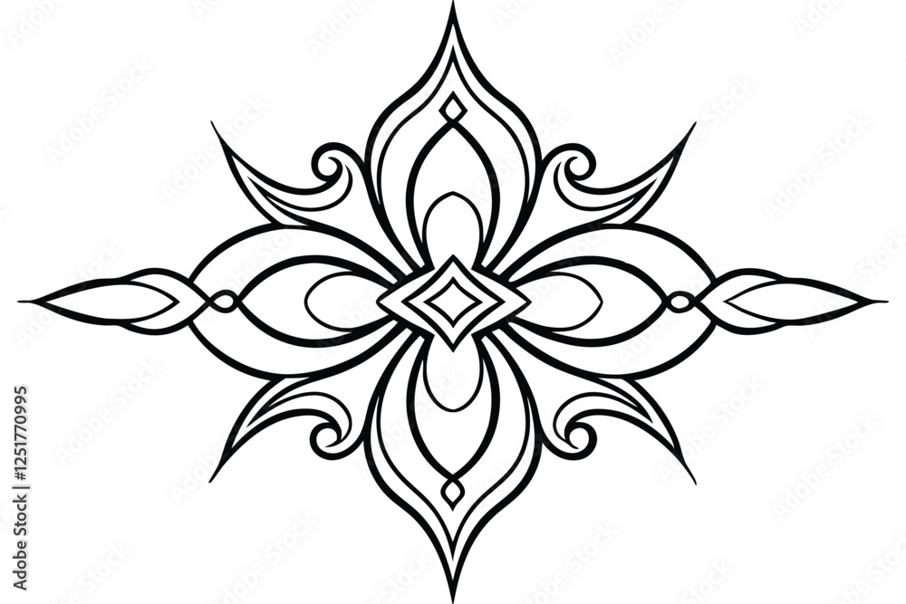 Obraz premium black and white flower Ornate Vintage Ornament Design
