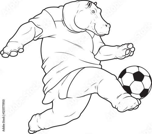 Hippo Soccer player Soccer Animal Vector Graphic Art Illustration photo