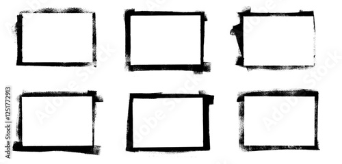 Rectangle Frame Grunge Roller Paint Brush Vector Set