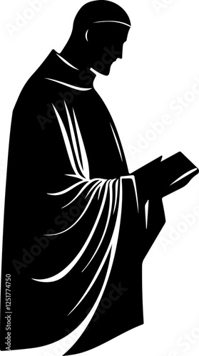 Silhouette of a Clergy Figure in Prayer
