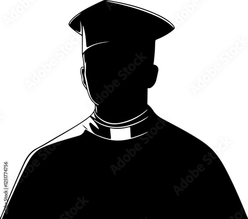 Silhouette of a Clergy Figure in Prayer