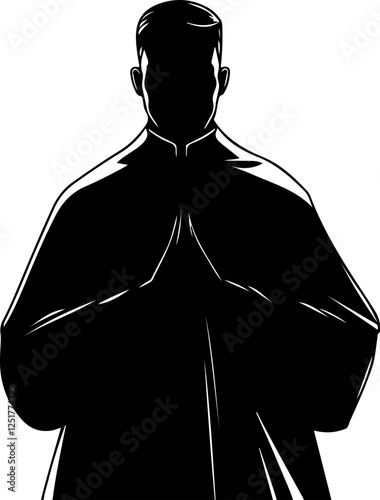 Silhouette of a Clergy Figure in Prayer
