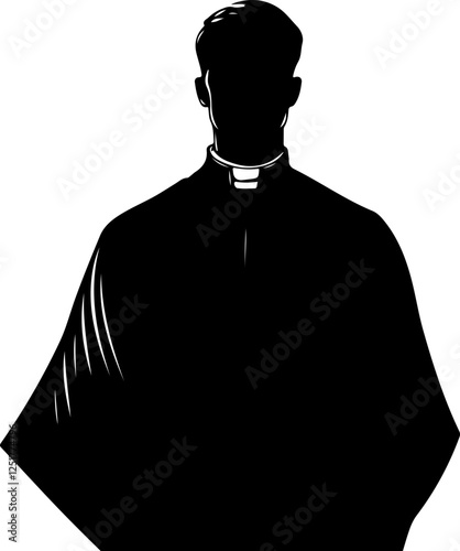 Silhouette of a Clergy Figure in Prayer