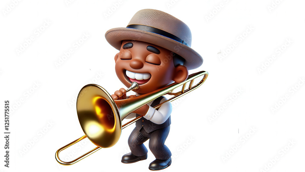 Obraz premium Urban jazz celebration close-up digital illustration of joyful street corner performance
