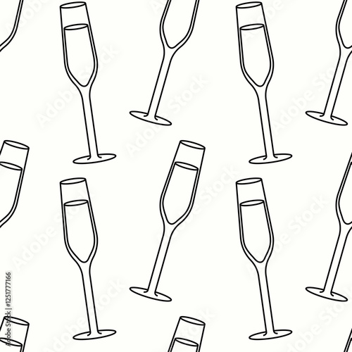 Elegant glassware pattern featuring champagne flutes on a light background