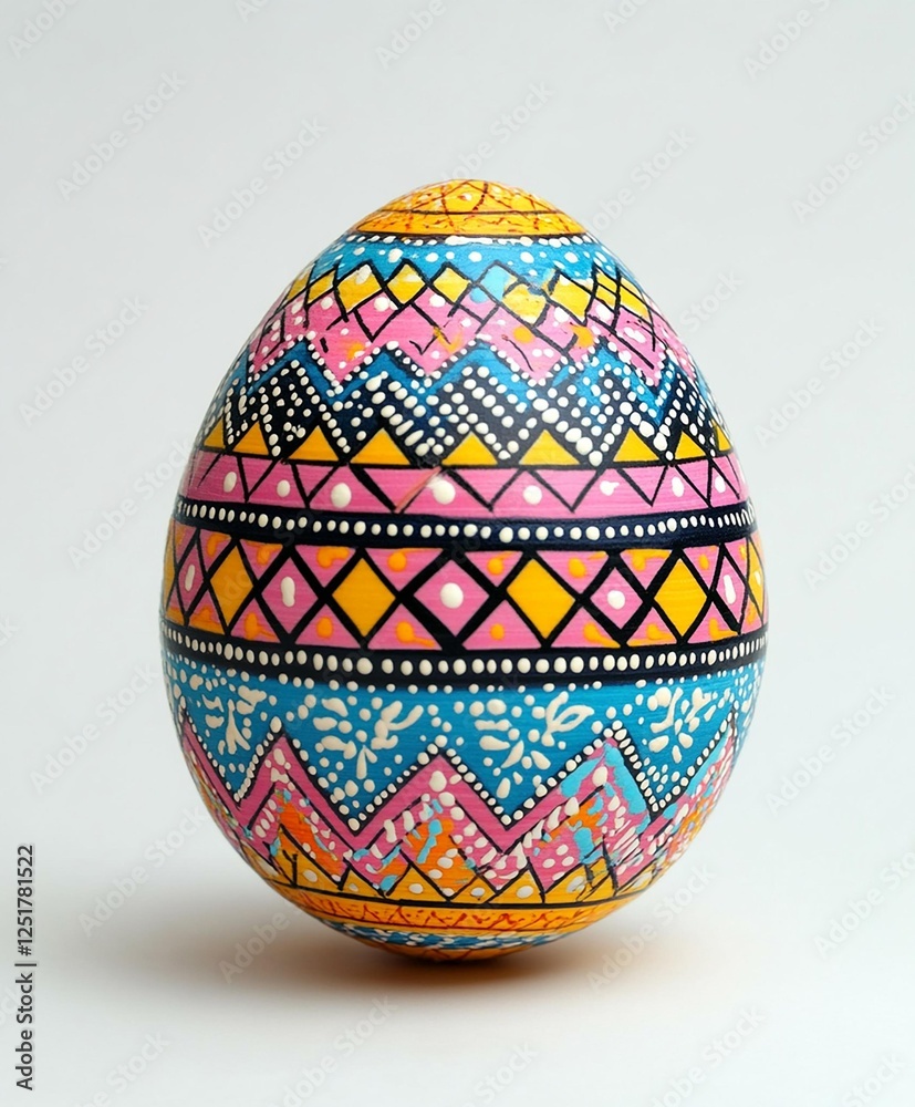 Vibrantly decorated Easter egg with intricate patterns. For Easter egg Vibrantly decorated Easter egg with intricate patterns. For Easter egg