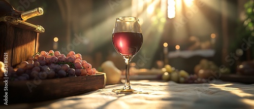 Holy Communion with Wine on Altar in Church photo