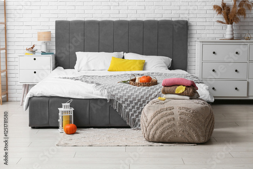 Interior of bedroom with au...