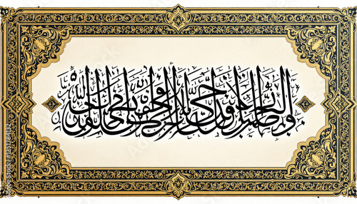 Elegant Islamic Calligraphy Art: Ayat Al Kursi in Intricate Frame