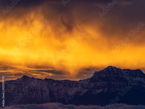 Spectacular sunrise over Sierra Nevada (Granada, Spain)