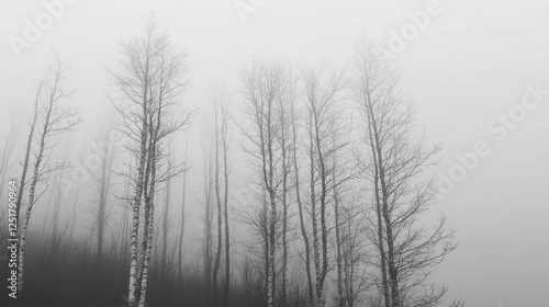 Foggy forest landscape with bare trees nature photography mysterious environment atmospheric viewpoint tranquil concept photo