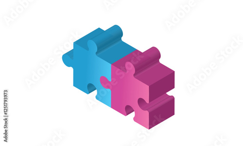 Print3D, multiple puzzle elements connected to each other.
 Vector, background, banner