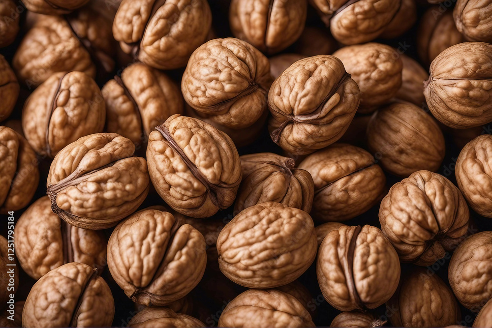 Whole Walnuts and Shelled Walnut Kernels Artfully Displayed on a Table, Generative AI Whole Walnuts and Shelled Walnut Kernels Artfully Displayed on a Table, Generative AI