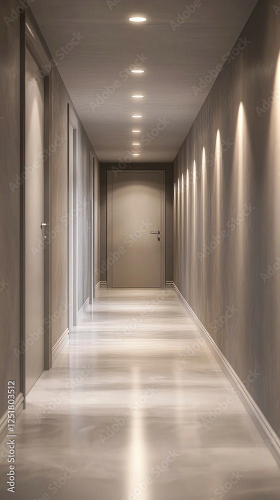Modern Minimalist Hallway with Soft Lighting and Clean Design