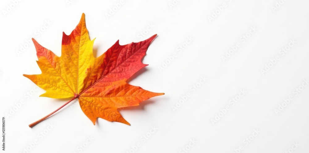 Multicolored maple leaf isolated on a plain white background, pure, photography, color Multicolored maple leaf isolated on a plain white background, pure, photography, color