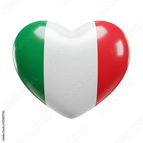 3D Glossy Italy Flag Heart Cutout