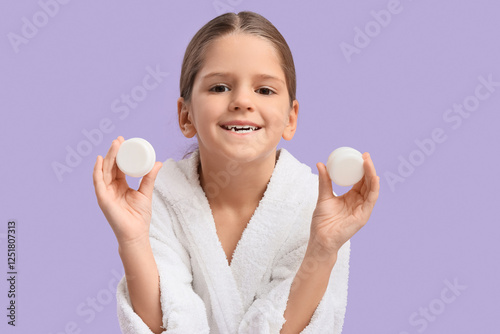 Cute little happy girl in b...