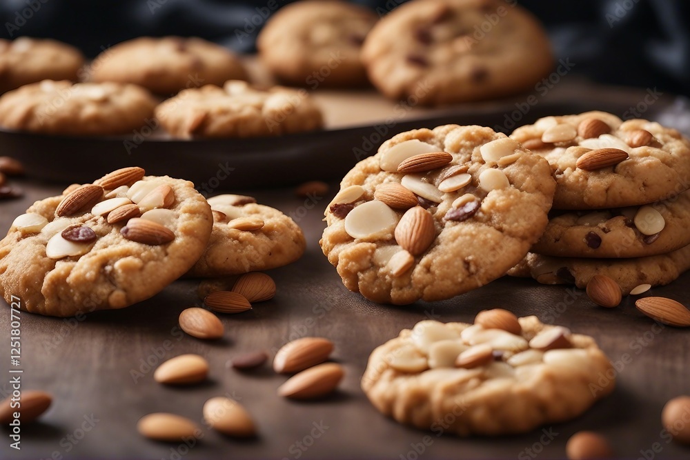 Healthy Homemade Sweet Almond Cookies Made with Wholesome Ingredients for a Guilt-Free Treat. Generative AI.