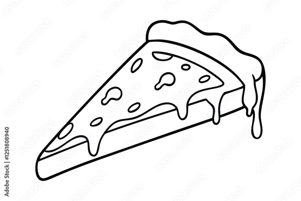 Line art drawing of a slice of pizza with melted cheese and a few toppings vector illustration1.eps Line art drawing of a slice of pizza with melted cheese and a few toppings vector illustration1.eps