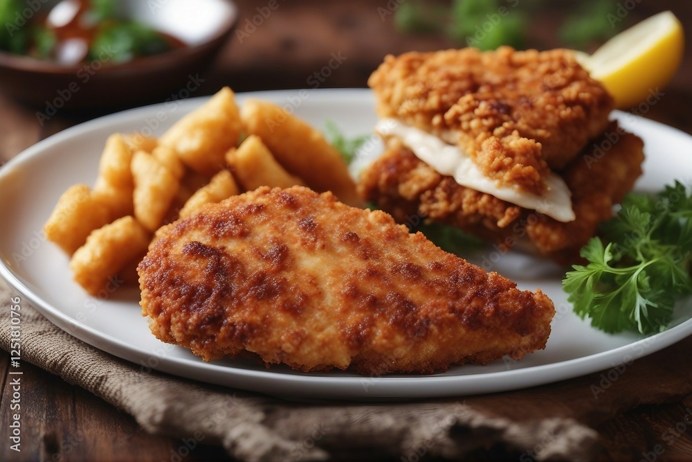 Photography of Homemade Chicken Cutlets Freshly Fried and Ready to Enjoy | Generative AI Photography of Homemade Chicken Cutlets Freshly Fried and Ready to Enjoy | Generative AI