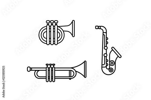 Vector illustration of a set of musical instrument saxophone on isolated background