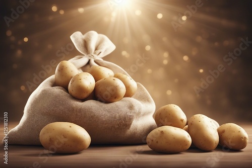 Wallpaper Mural Detailed Illustration of a Sack Filled with Fresh Potatoes on a Clean White Background | Generative AI Torontodigital.ca