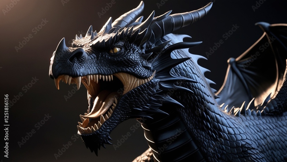 Ferocious Dragon Displaying Its Sharp Fangs Ferocious Dragon Displaying Its Sharp Fangs