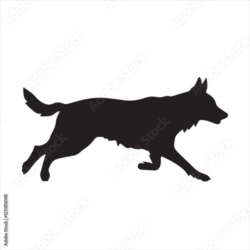 Simple Black Silhouette Running Dog Graphic Logo