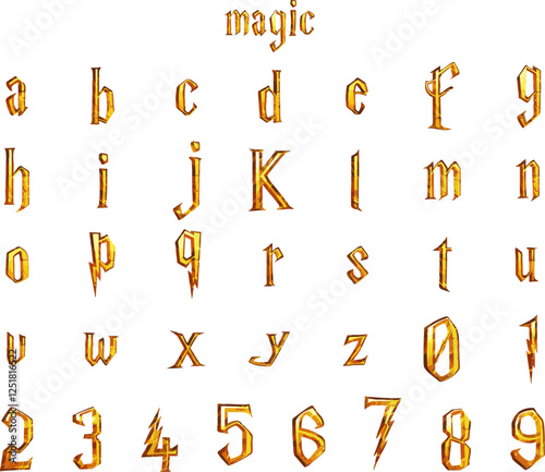 Magic gold metal wizard alphabet letters